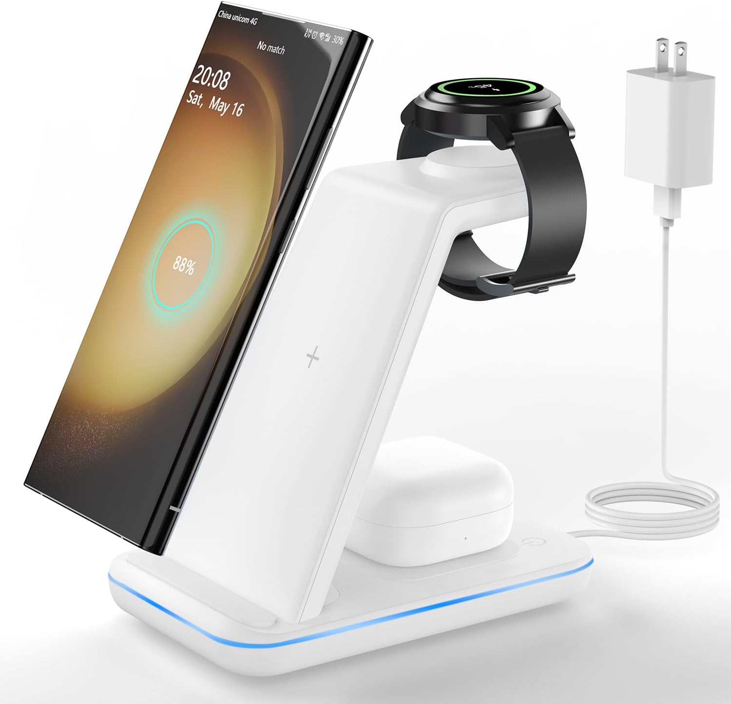 Wireless Charger for Samsung&Android: JoyGeek 3 in 1 Charging Station for Galaxy Watch5 Pro/4/3/Active2/1 - Phone Charger Stand for S23 Ultra/S22/S21/S20/Note 20, Z Fold&Flip Series, Buds2 Pro