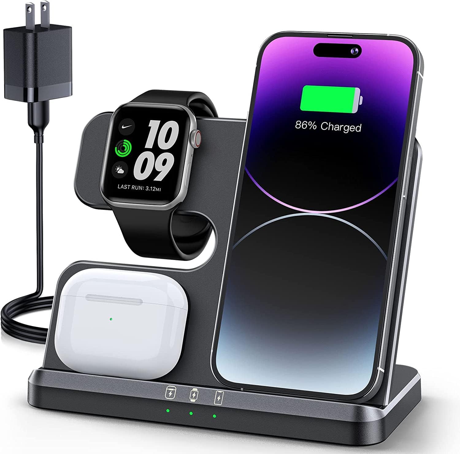 3 in 1 Charging Station for Apple Wireless Charger for iPhone 15 14 13 12 11 X 8 Series Wireless Charging Station for Multiple Devices for Apple Watch Charger for AirPods 2/3/Pro/Pro 2