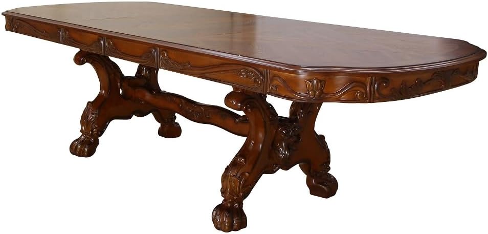 Acme Dresden Double Pedestal Dining Table in Cherry Oak