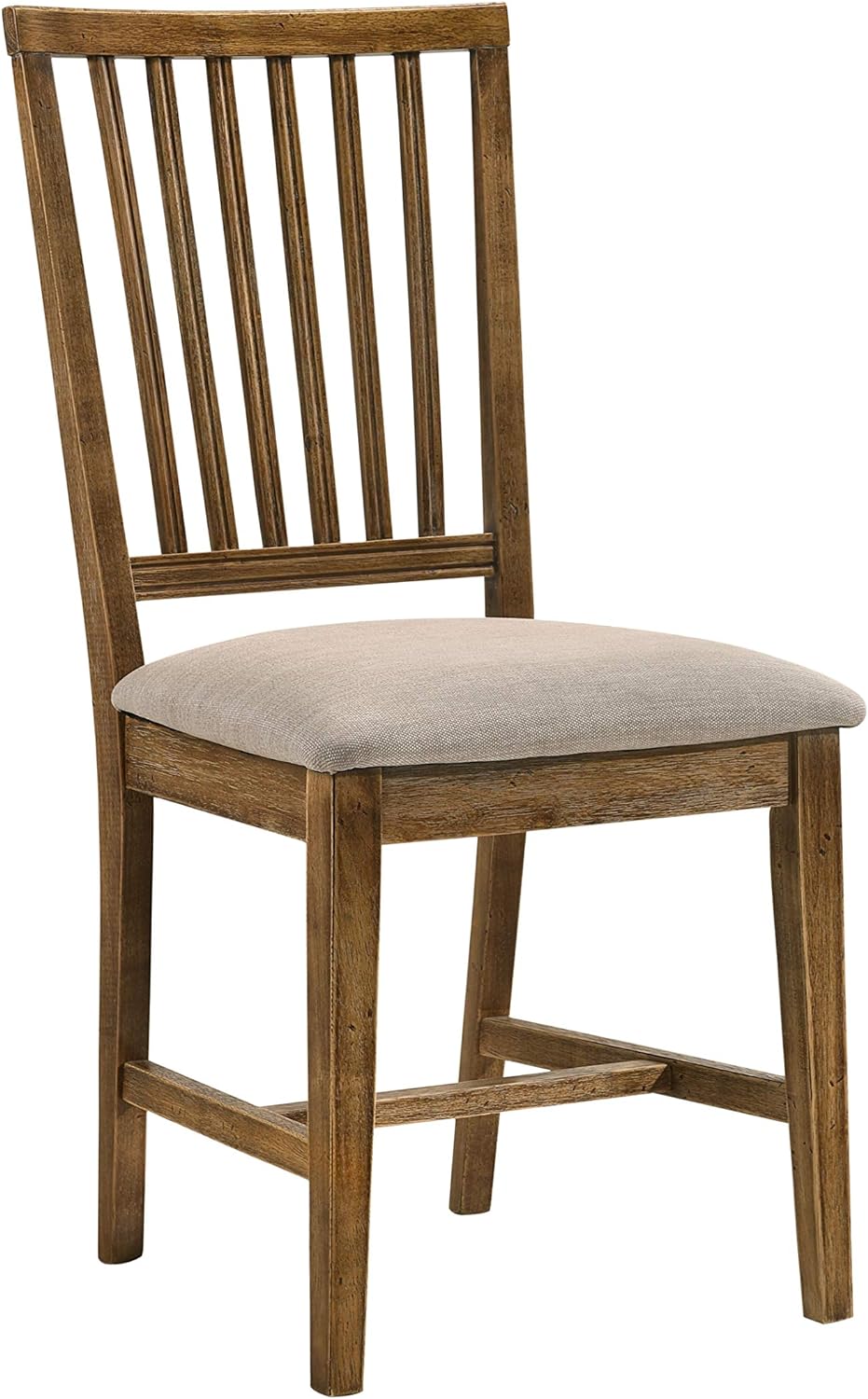 Acme Wallace II Dining Side Chair in Tan & Weathered Oak (Set of 2)