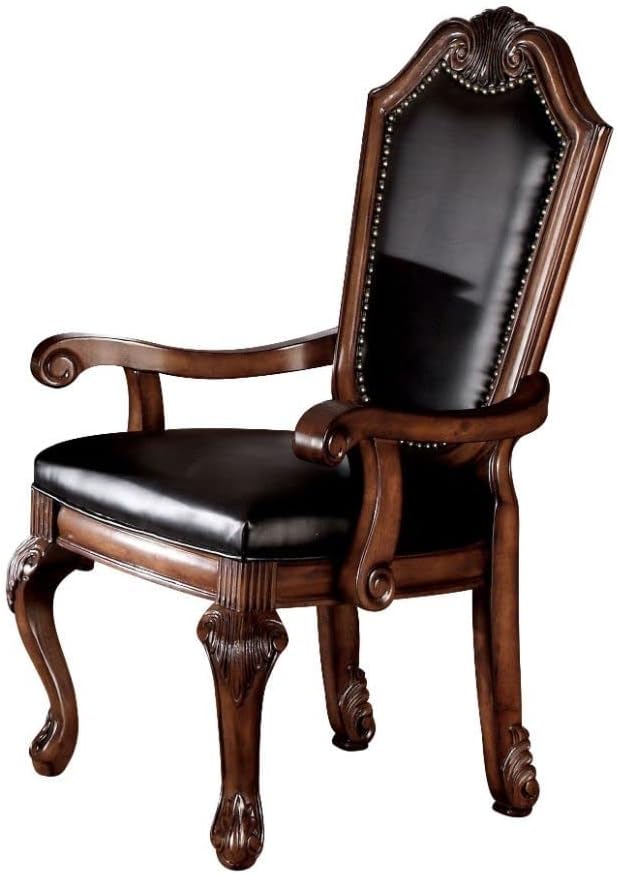 ACME Chateau De Ville Arm Chair (Set-2) - 10039 - Black PU & Cherry