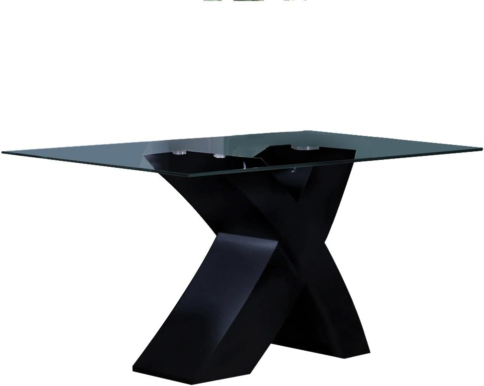 ACME Pervis Black Dining Table with Glass Top