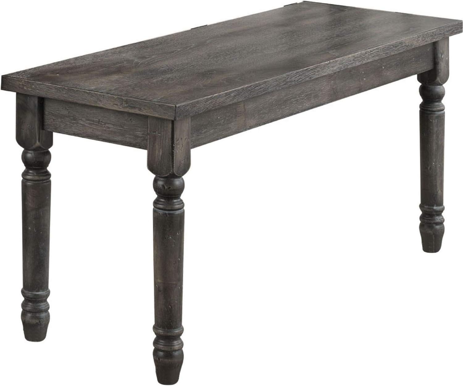 Acme Wallace Rectangular Wood Top Dining Table in Weathered Gray