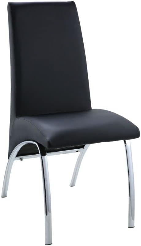 Acme Pervis Faux Leather Upholstered Side Chair in Black and Chrome