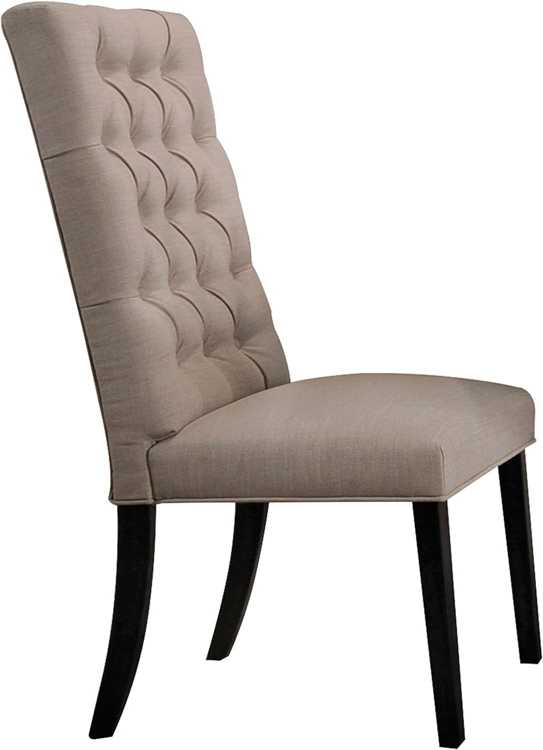 Acme Morland Linen Fabric Tufted Parson Dining Side Chair in Tan and Black