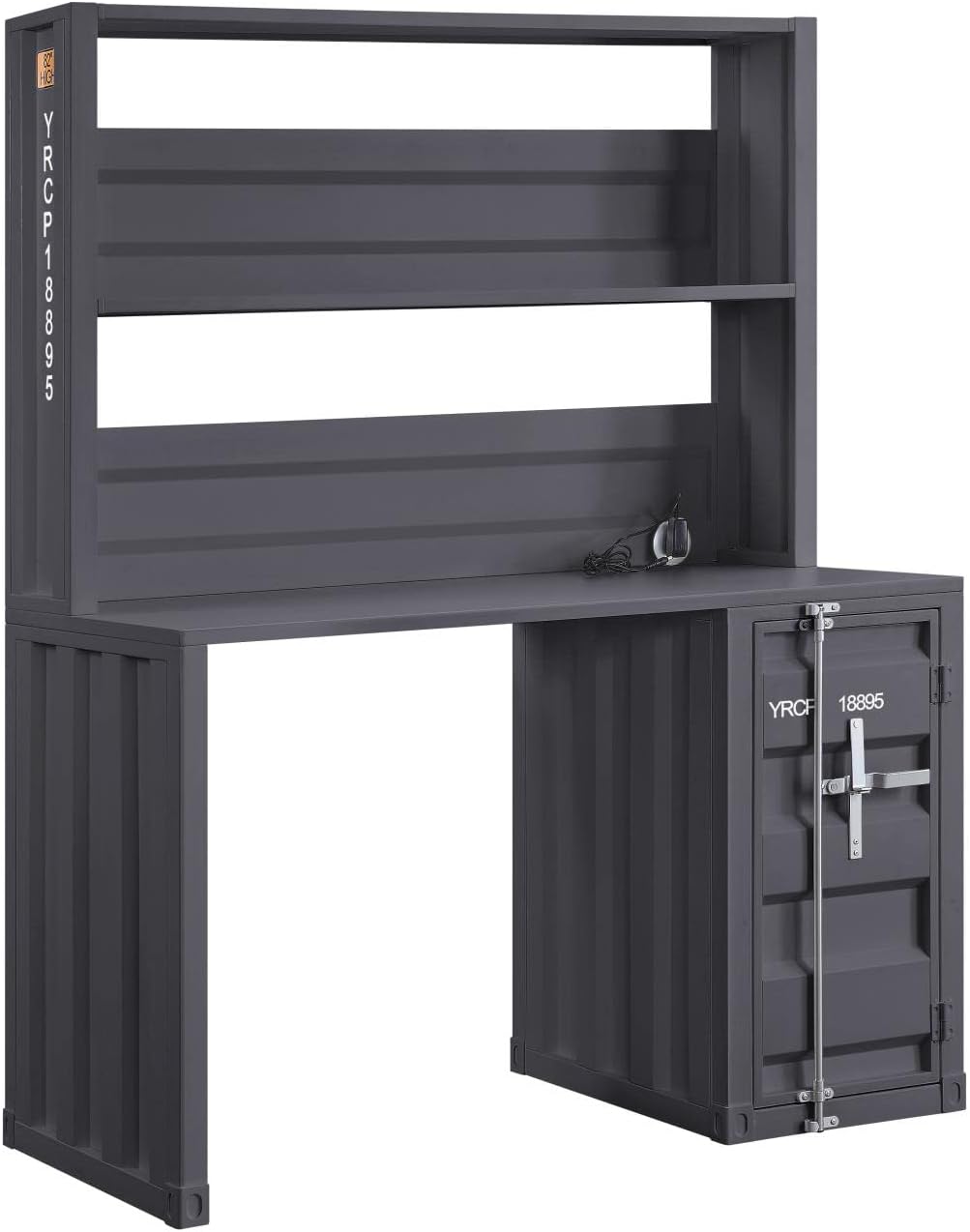 Acme Cargo Metal Frame Desk and Hutch with Storage Base in Gunmetal