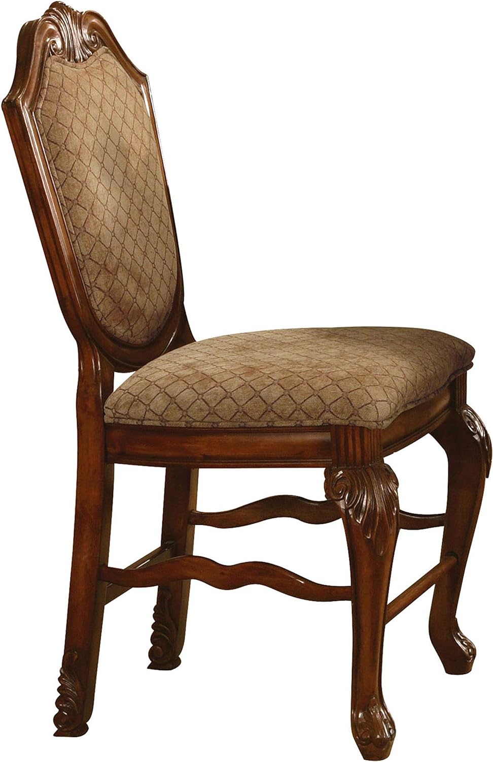 Acme Chateau De Ville Upholstered Wooden Counter Height Chair in Cherry Set of 2