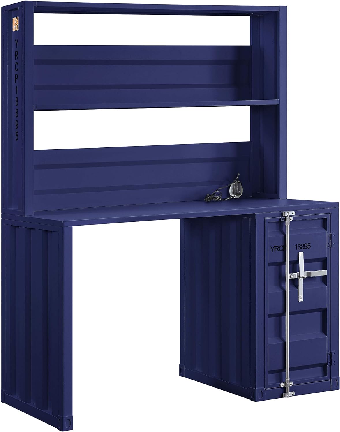 Acme Cargo Metal Frame Desk and Hutch with Storage Base in Blue