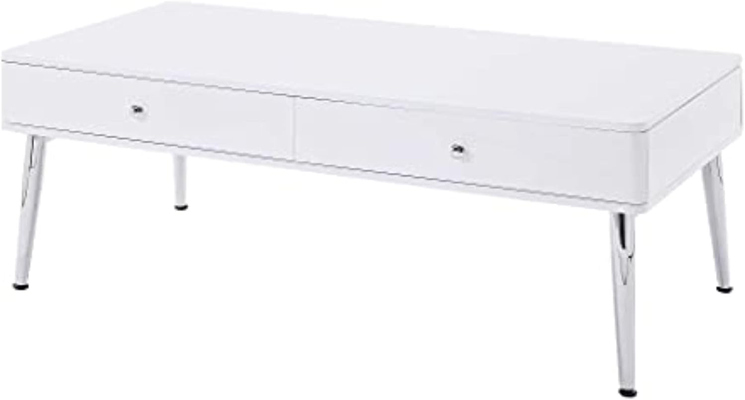 Acme Weizor Coffee Table in White High Gloss & Chrome