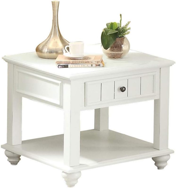 ACME Natesa End Table - - White Washed