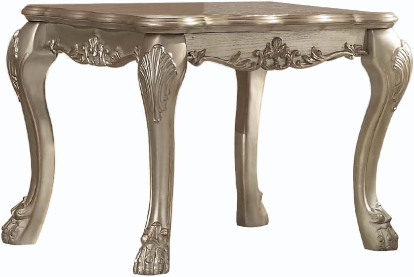 ACME Dresden End Table - - Gold Patina & Bone