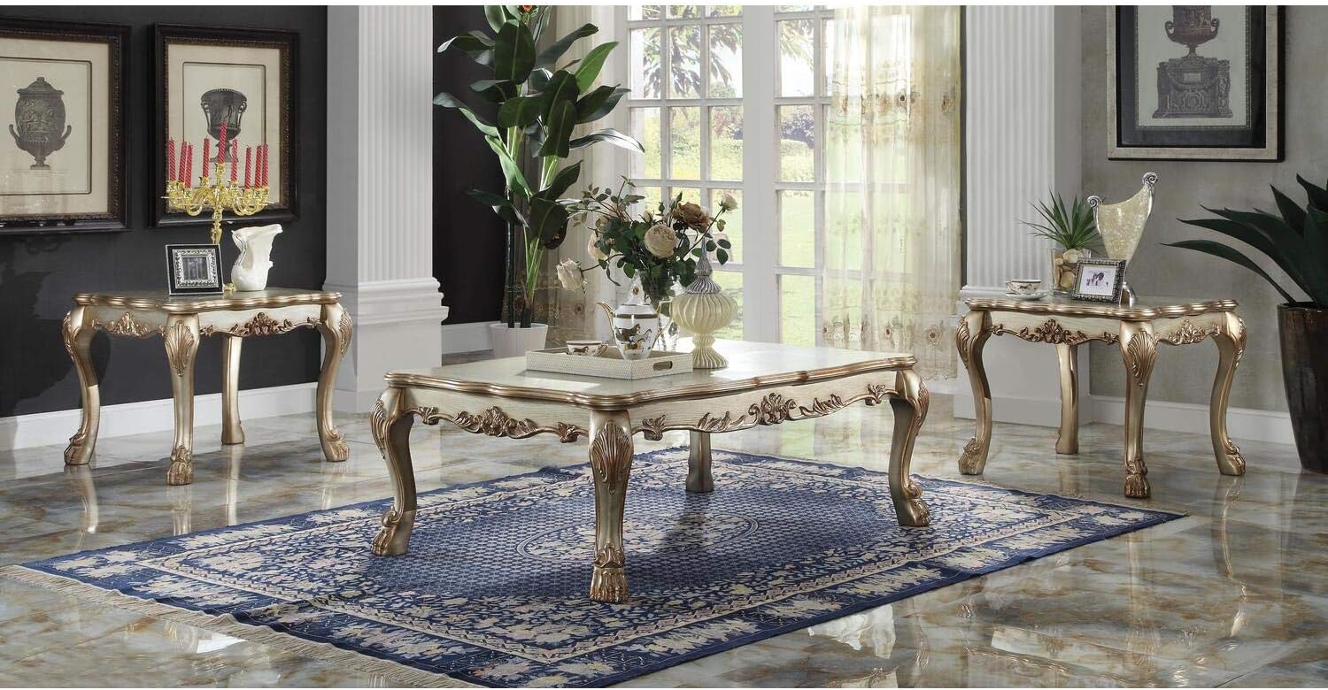 ACME Dresden Coffee Table - 83160 - Gold Patina & Bone