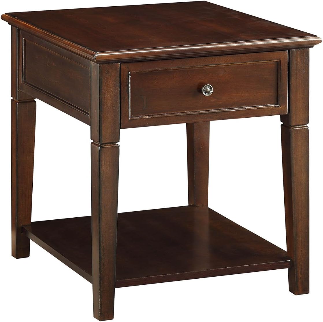 Acme Malachi 1-Drawer Wooden End Table with Bottom Shelf in Walnut