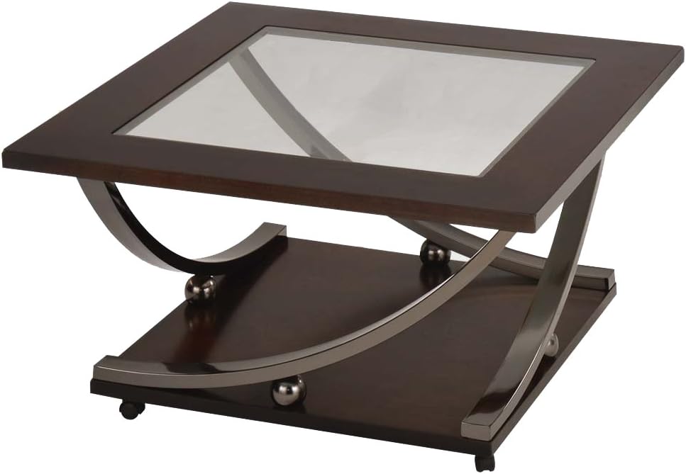 Acme Isiah Coffee Table in Black Nickel and Clear Glass