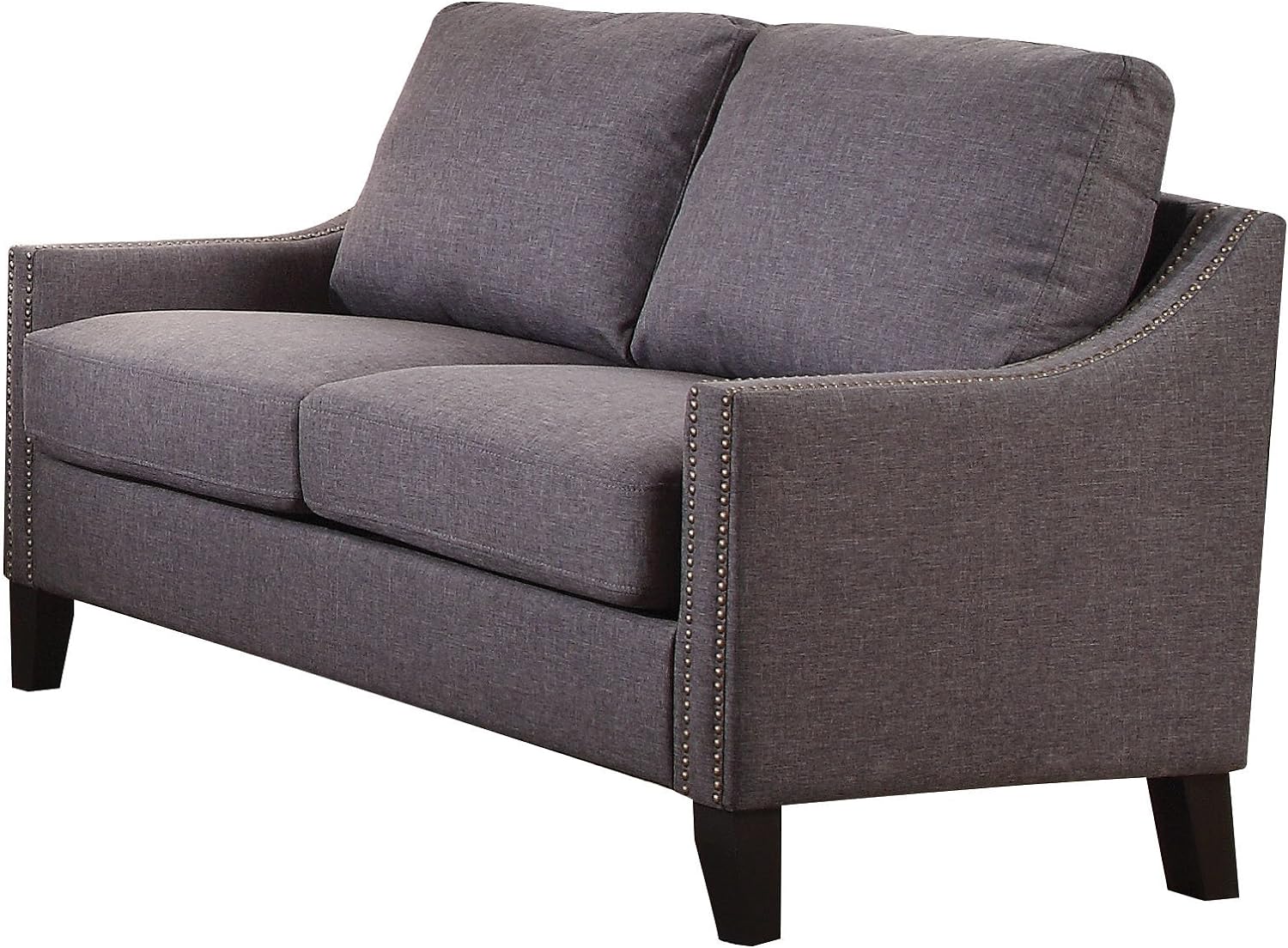 Acme Zapata Jr Linen Fabric Upholstered Sloped Arms Loveseat in Gray