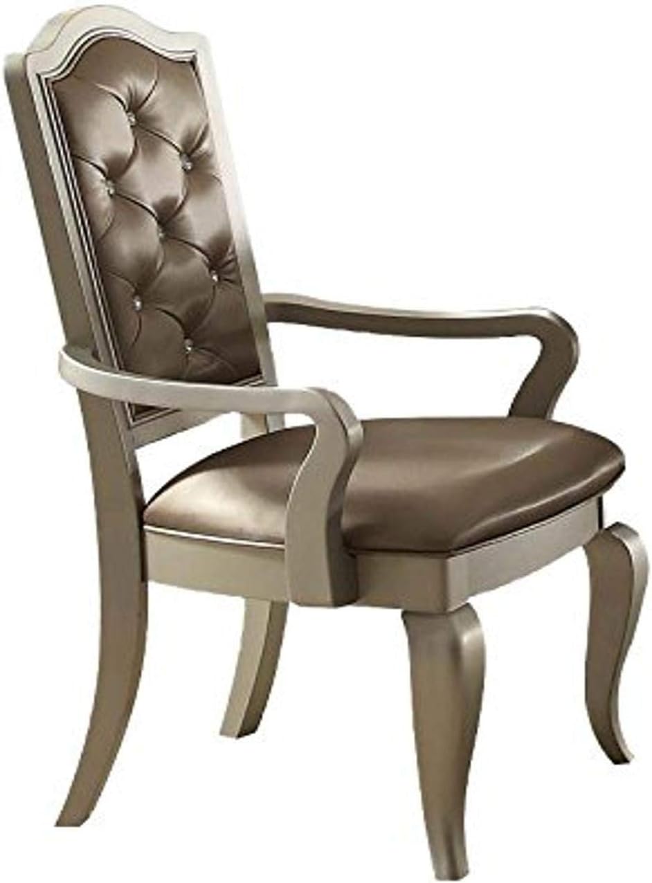 ACME Francesca Arm Chair (Set-2) - 62083 - Silver PU & Champagne