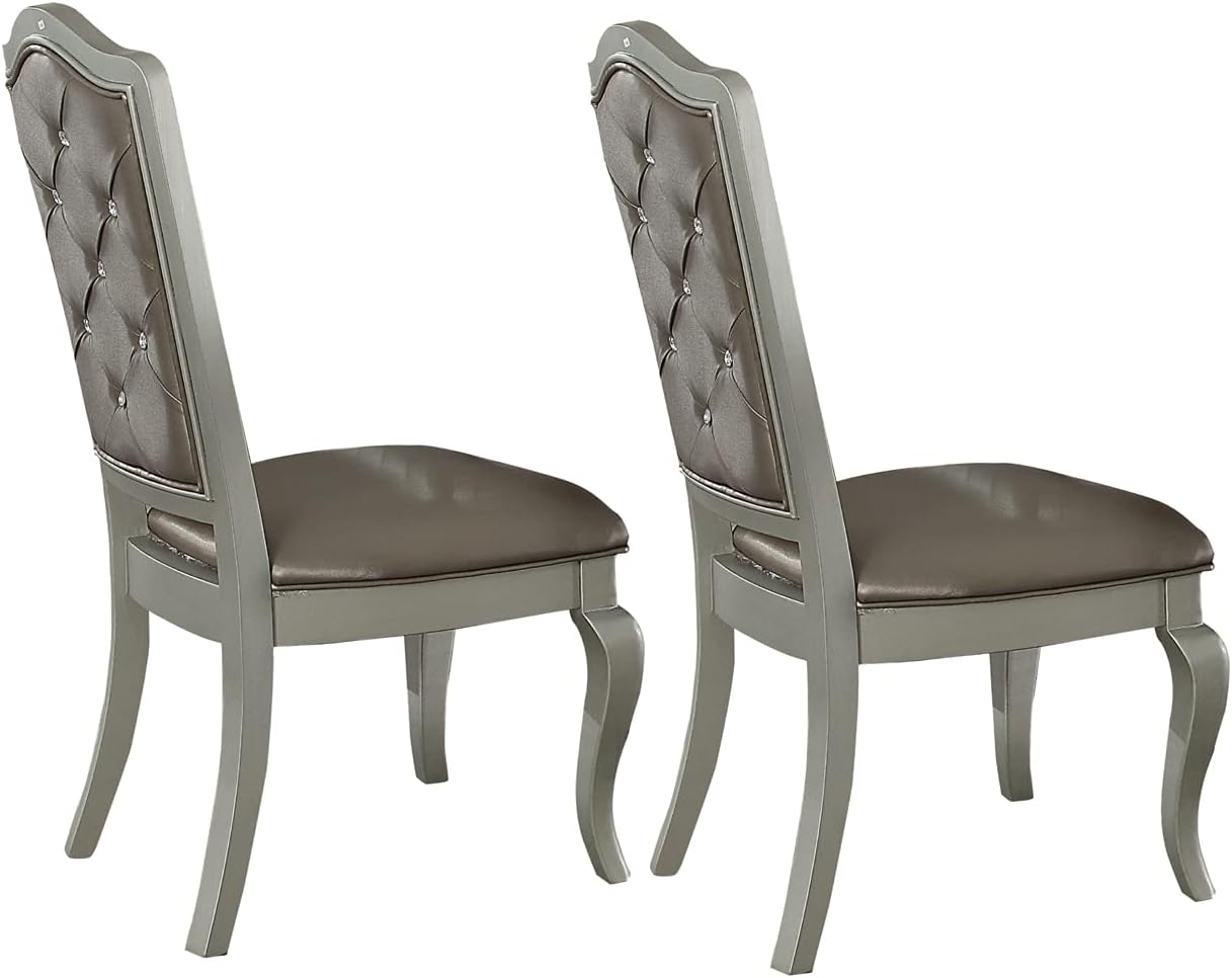 ACME Francesca Side Chair (Set-2) - - Silver PU & Champagne