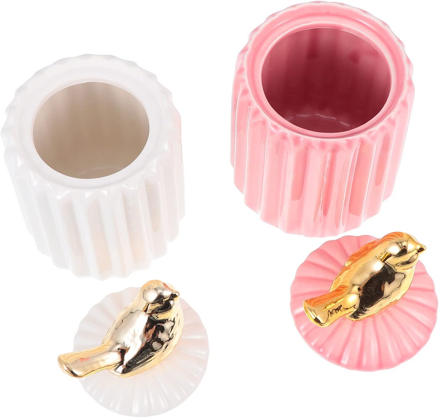 Zerodeko Ceramic Kitchen Canister Food Jars: Porcelain Can Airtight Storage Tank with Lid for Honey Coffee Sugar Wedding Table Centerpiece Pink