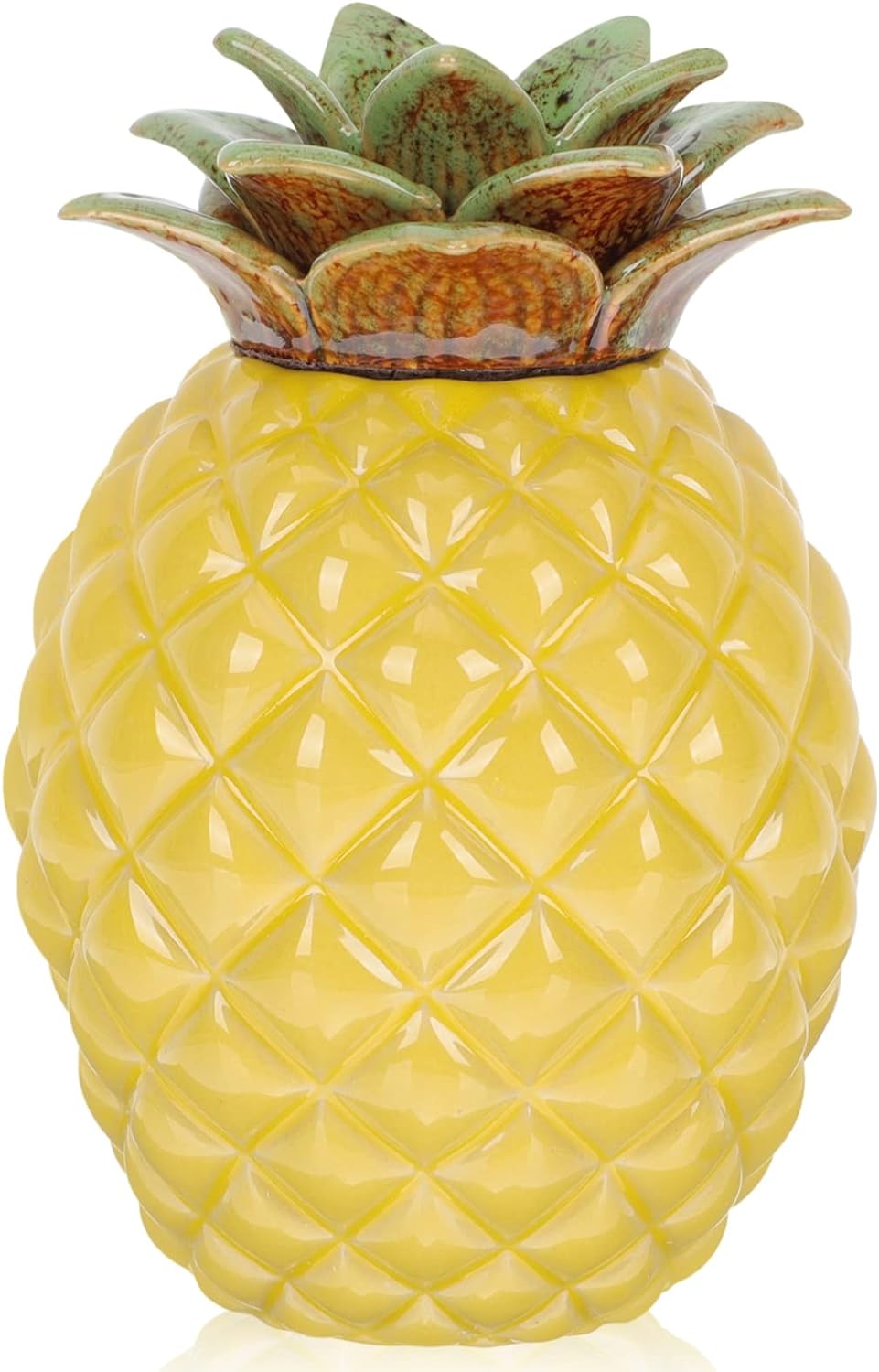 Zerodeko Pineapple Cookie Jar Ceramic Storage Container Candy Dish Food Storage Jar with Lid for Loose Tea Coffee Sugar Spices Nuts Yellow