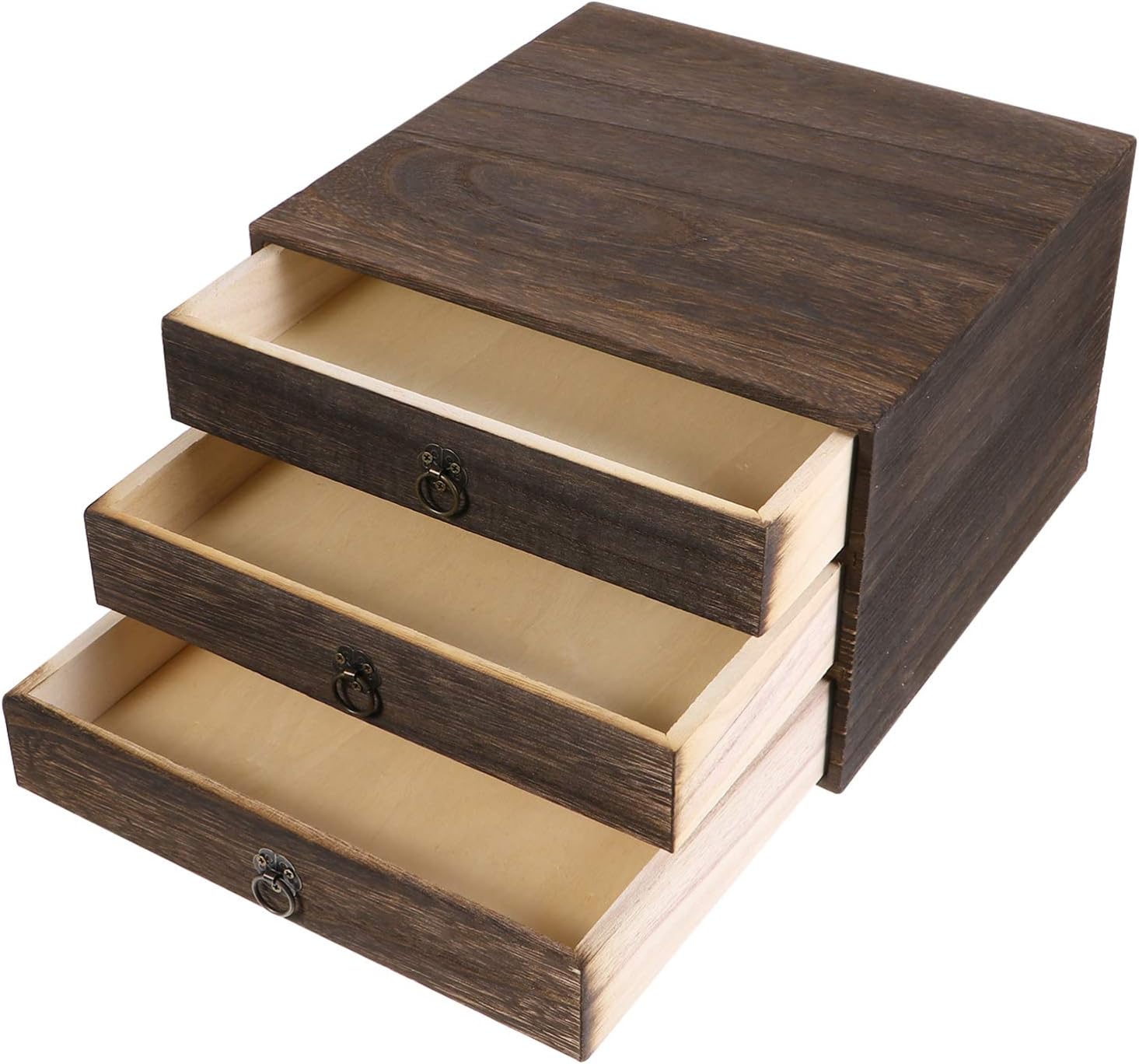 Zerodeko Desk Drawer Organizer Wood Desktop Drawer Organizer, Drawer Type Storage Desk Box Retro Wooden Storage Box Sundry Holder for Office, Home, School (3 Layer) Drawer Organizer