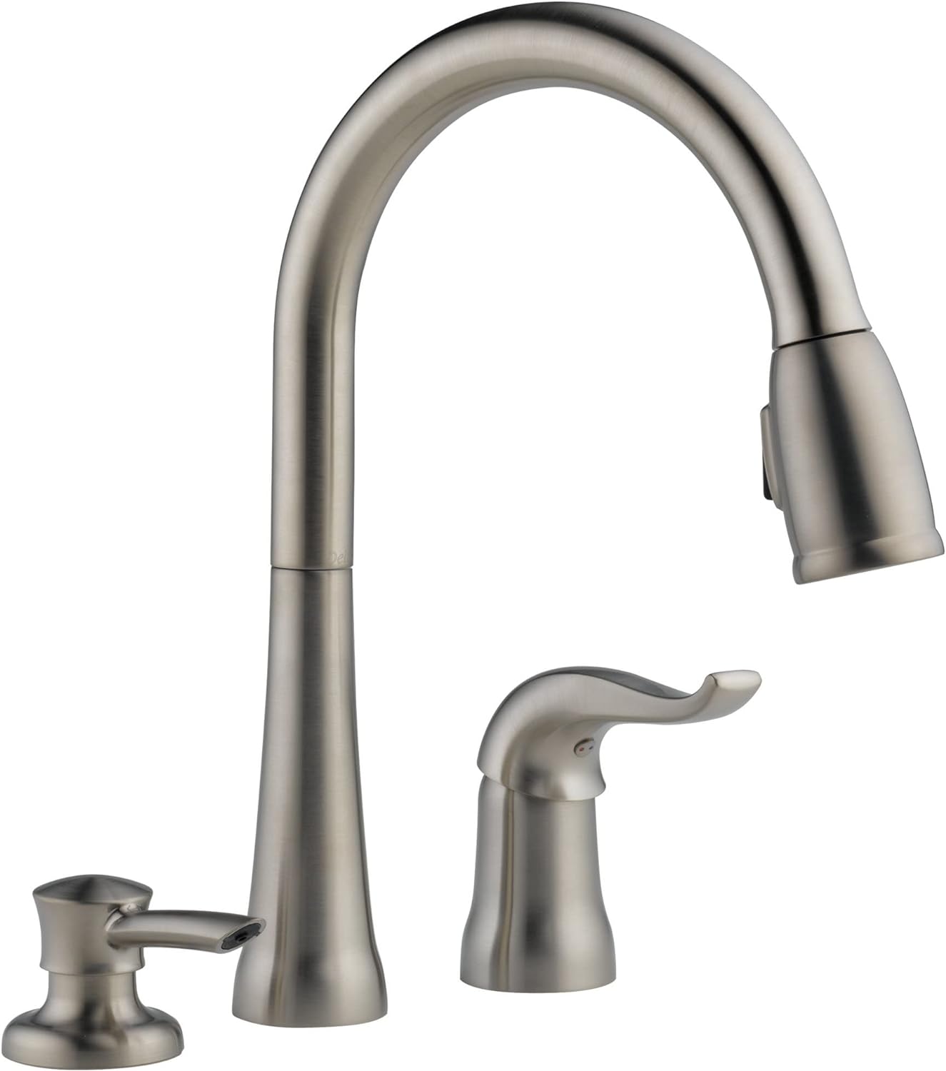 Delta Faucet Kate Pull Down Kitchen Faucet Brushed Nickel with Pull Down Sprayer, Kitchen Sink Faucet, Faucet for Kitchen Sink, Soap Dispenser, Stainless 16970-SSSD-DST