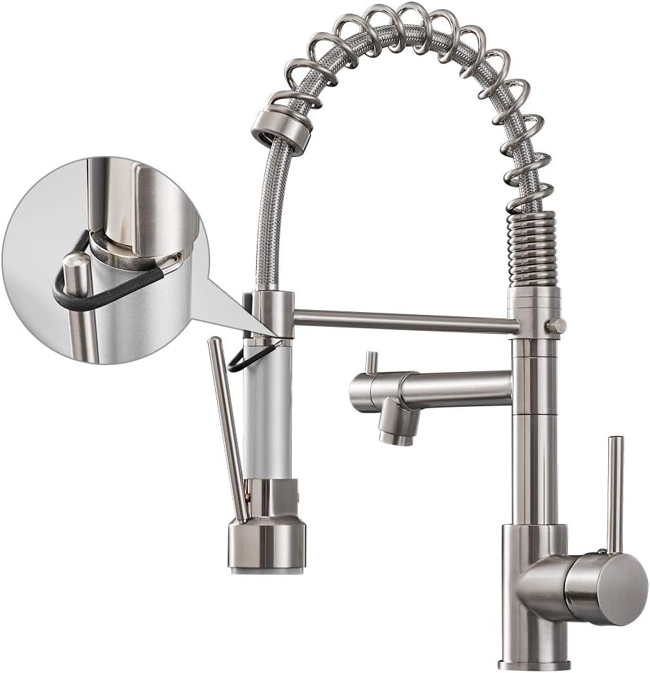 AIMADI Kitchen Faucet with Pull Down Sprayer,Commercial Single Handle High Arc Stainless Steel Brushed Nickel Kitchen Sink Faucet