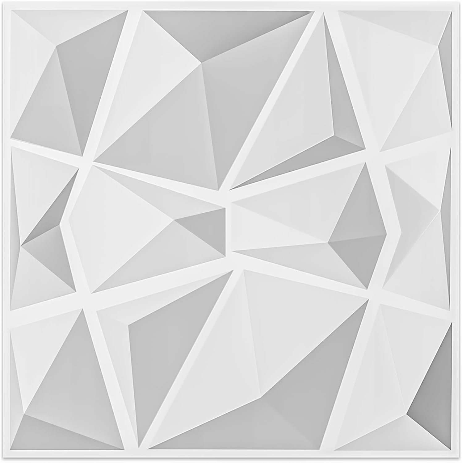 Art3d Textures 3D Wall Panels White Diamond Design Pack of 12 Tiles 32 Sq Ft (PVC)