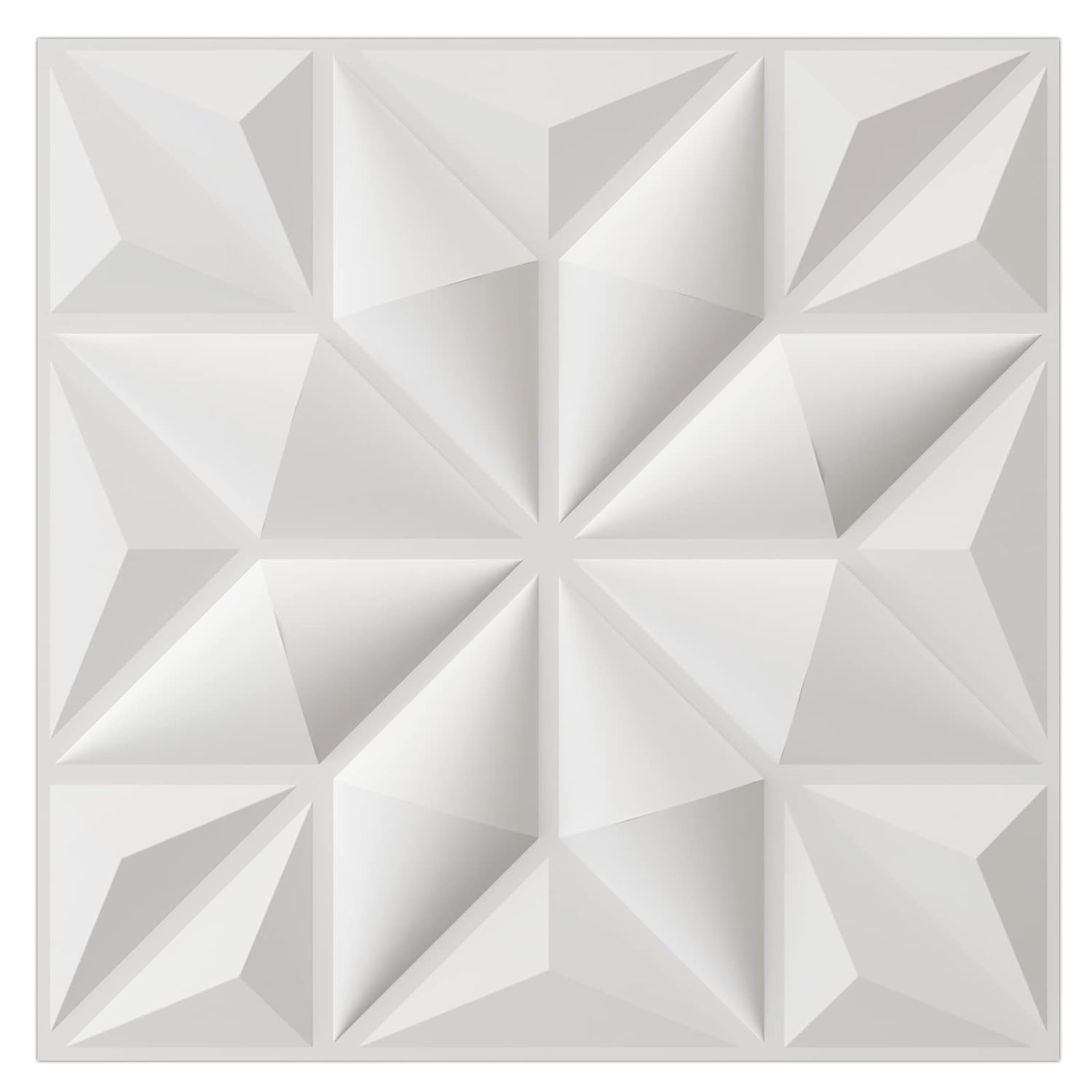 Art3d Textures 3D Wall Panels for Interior Wall Decor, White Diamond Decorative PVC Wall Panels, Pack of 12 Tiles 32 Sq Ft