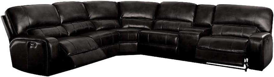 ACME Furniture 54150 Saul Sectional Sofa L Shape in Black Leather Aire