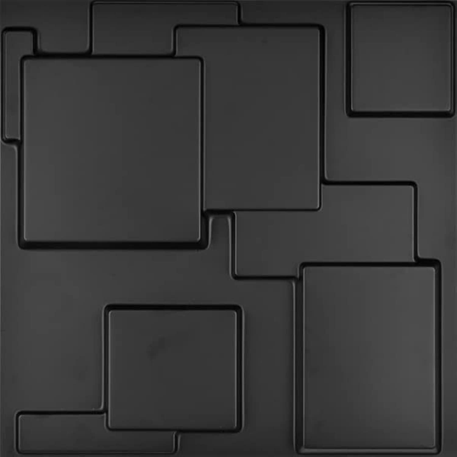 Art3d A10033BK 3D Wall Panels, Matt Black, 32 Square Feet (12 Pack)