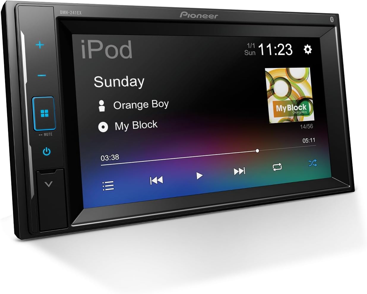 Pioneer DMH-241EX Digital Multimedia Receiver, 6.2 Resistive Touchscreen, Double-DIN, Built-In Bluetooth and Weblink