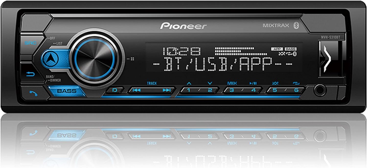 Pioneer MVH-S310BT Single Din Built-In Bluetooth, MIXTRAX, USB, Auxiliary, Pandora, Spotify, iPhone, Android and Smart Sync App Compatibility Car Digital Media Receiver