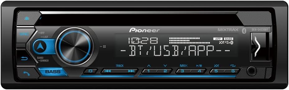 Pioneer DEH-S4220BT Single-Din Bluetooth CD Receiver with USB/AUX Inputs, Pioneer Smart Sync, and Hands-Free Calling for Enhanced in-Car Audio Experience