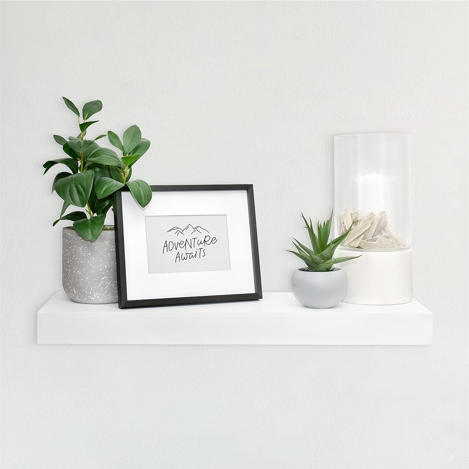 MCS Floating Shelf, Room Decor Wooden Shelf, White, 24 x 8 Inch