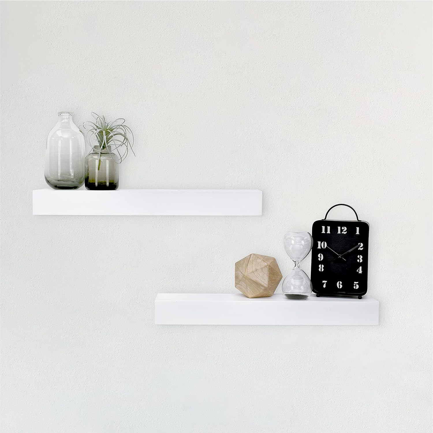 MCS Floating Shelf, Room Decor Wooden Shelf, White, 18 x 4 Inch, Set of 2