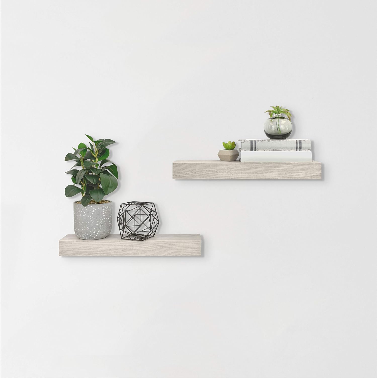 MCS Gray Woodgrain Floating Shelves, 18 Inch x 4 Inch, Set of 2, 18 x 4