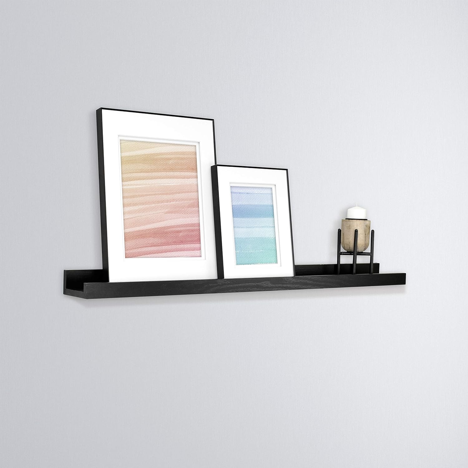 MCS Picture Ledge Shelf, Room Decor Floating Shelf, Black Woodgrain, 35 Inch