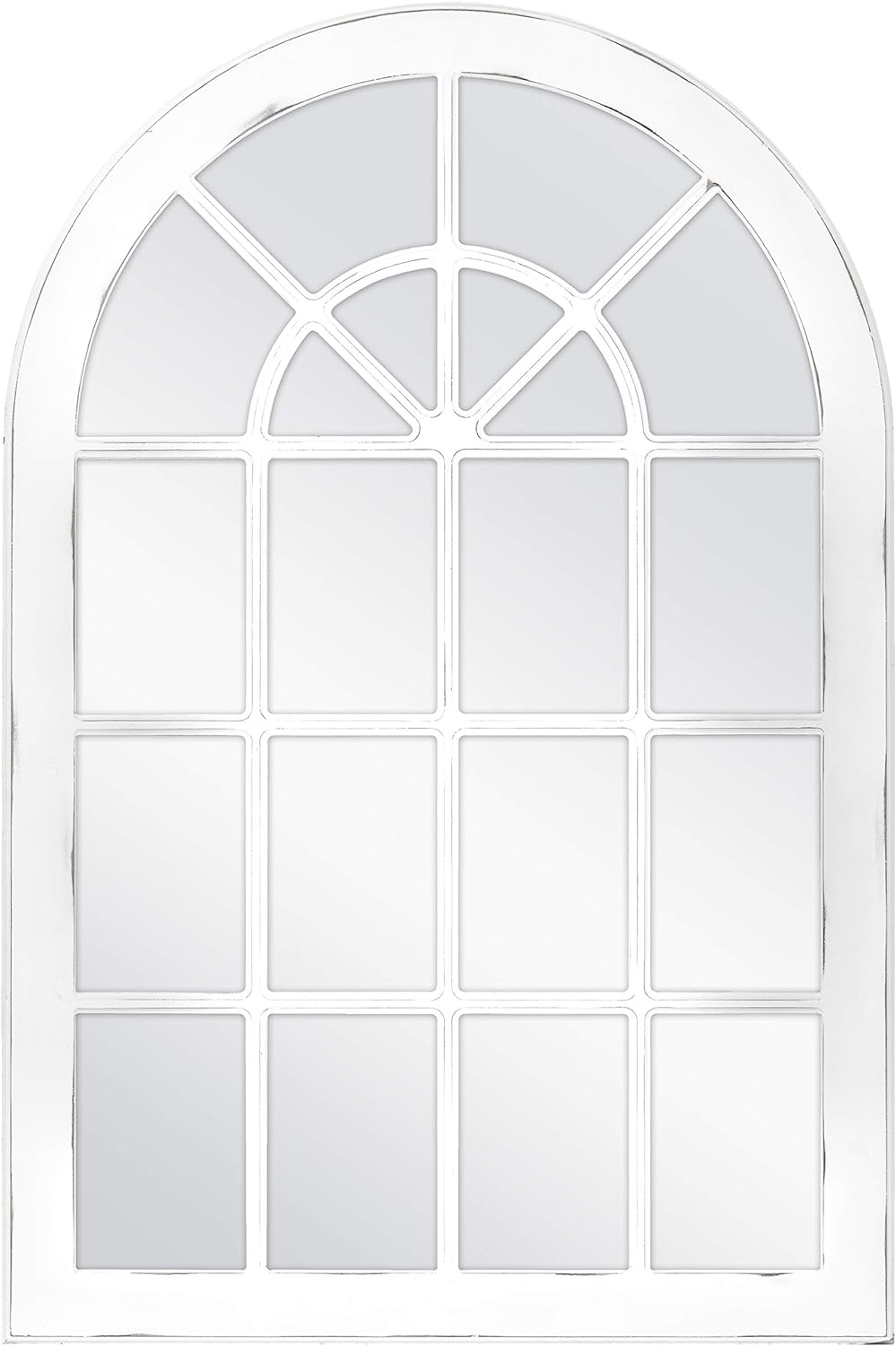 MCS Countryside Arched Windowpane Wall, White, 24x36 Inch Overall Size Mirror,