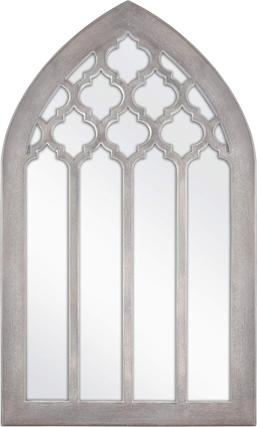 MCS Moroccan Arched Windowpane Wall Mirror, Gray