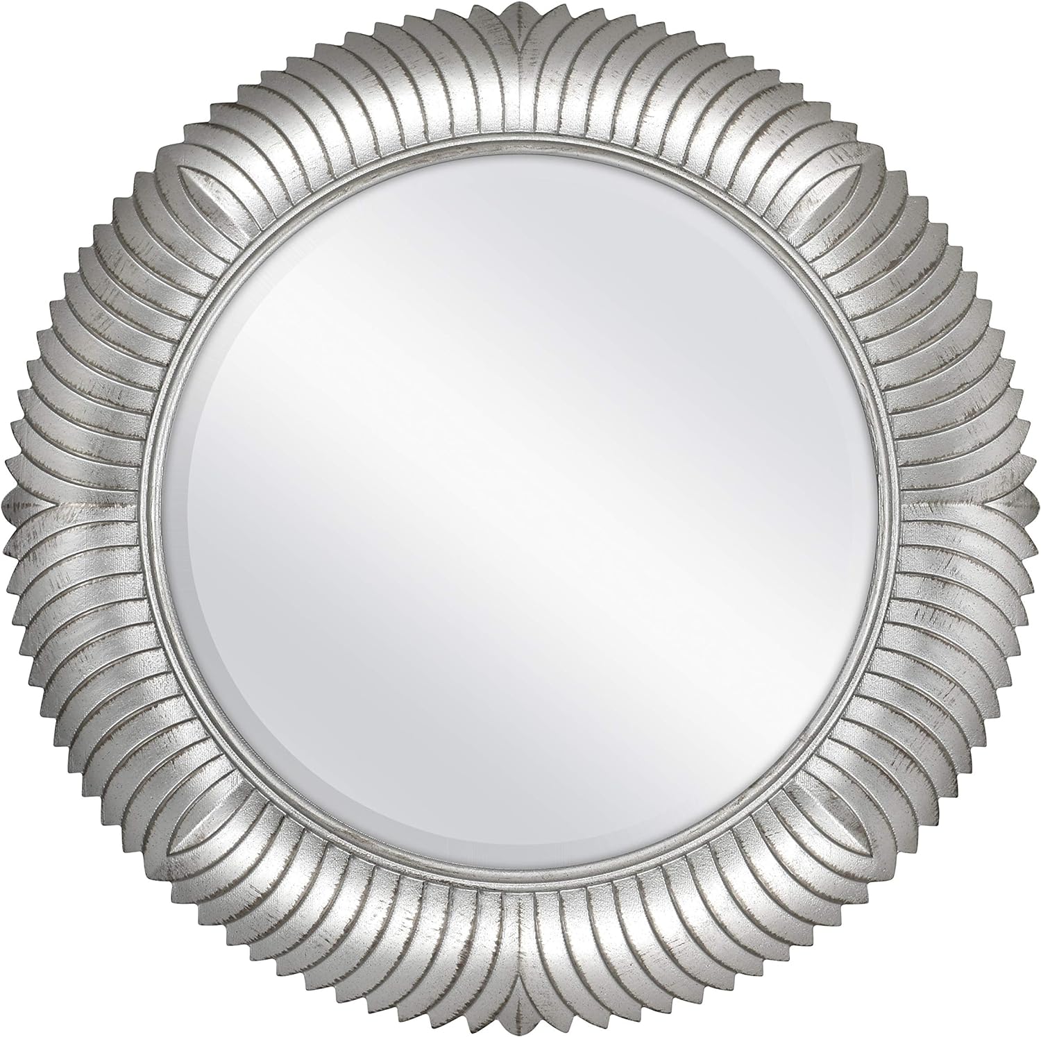 MCS Round Feathered Wall Mirror, Silver