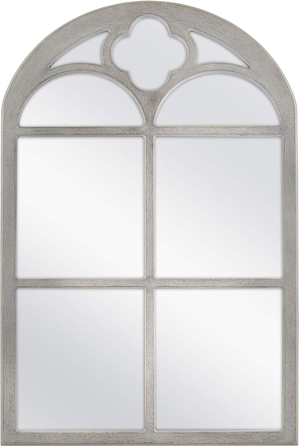 MCS Crested Arch Windowpane Wall Mirror, Gray