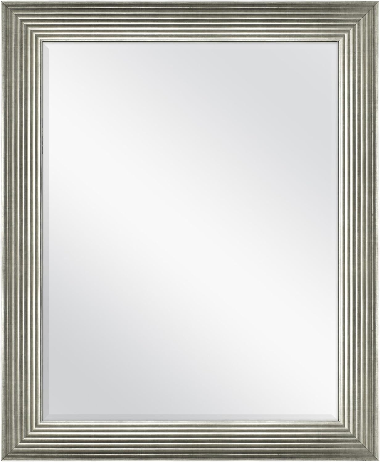 MCS Summit Large Wall Mirror, Modern Rectangle Mirror Home Decor for Living Room, Bedroom, or Bathroom, 27.5 by 33.5 Inch, Silver