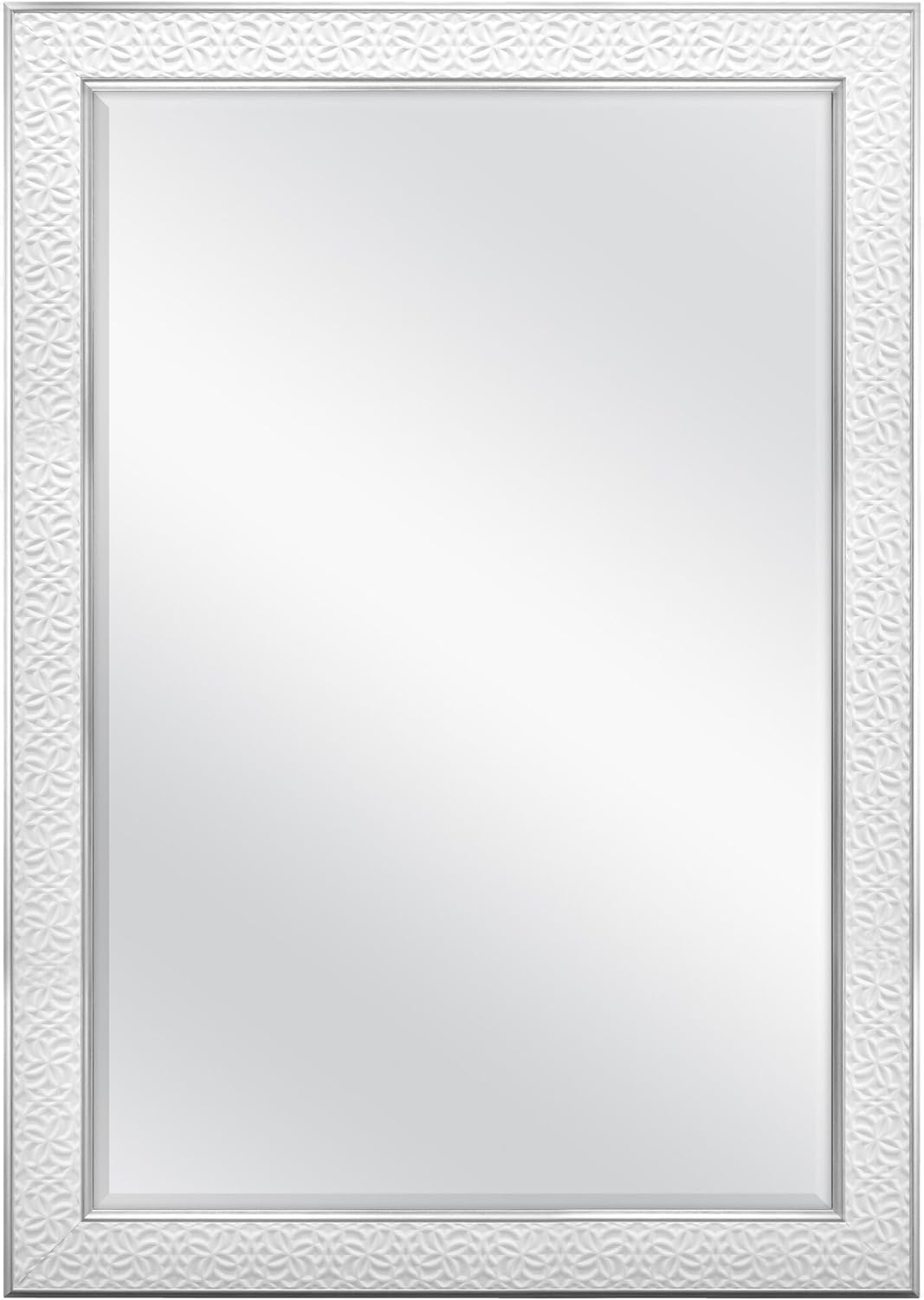 MCS Nordic Blossom Large Wall Mirror, Modern Rectangle Mirror Home Decor for Living Room, Bedroom, or Bathroom, 29 by 41 Inch, White