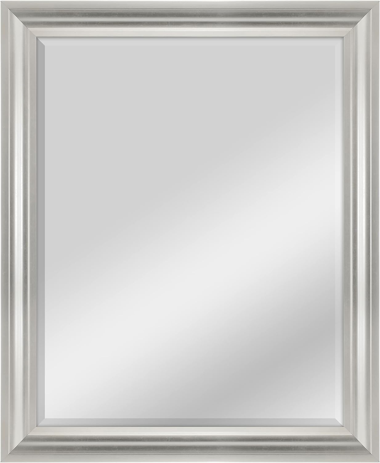 MCS Large Wall Mirror, Modern Rectangle Mirror Home Decor for Living Room, Bedroom, or Bathroom, 26.5 by 32.5 Inch, Brushed Silver