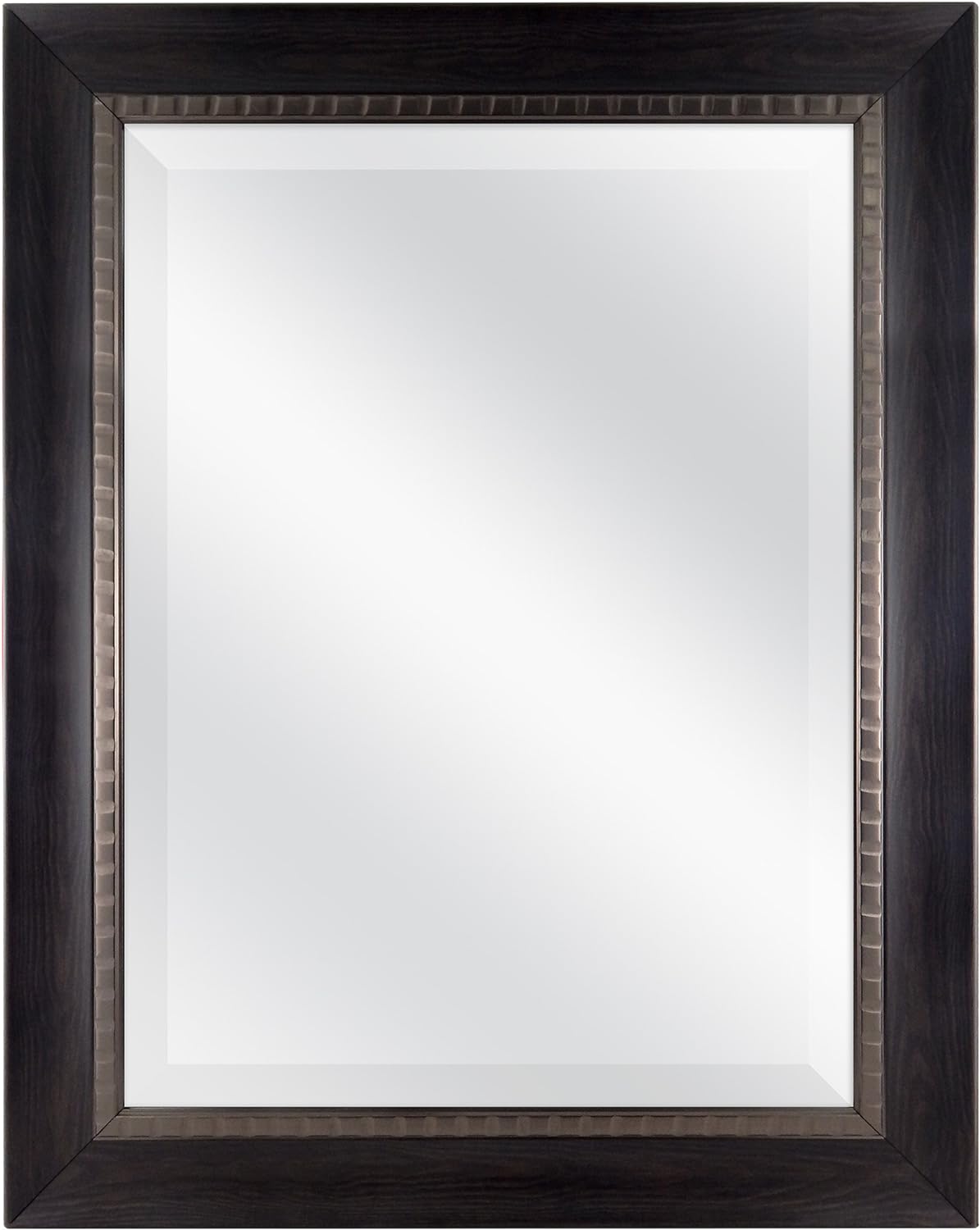 MCS 18x24 Inch Sloped Mirror with Dental Molding Detail, 23.5x29.5 Inch Overall Size, Walnut (20567)