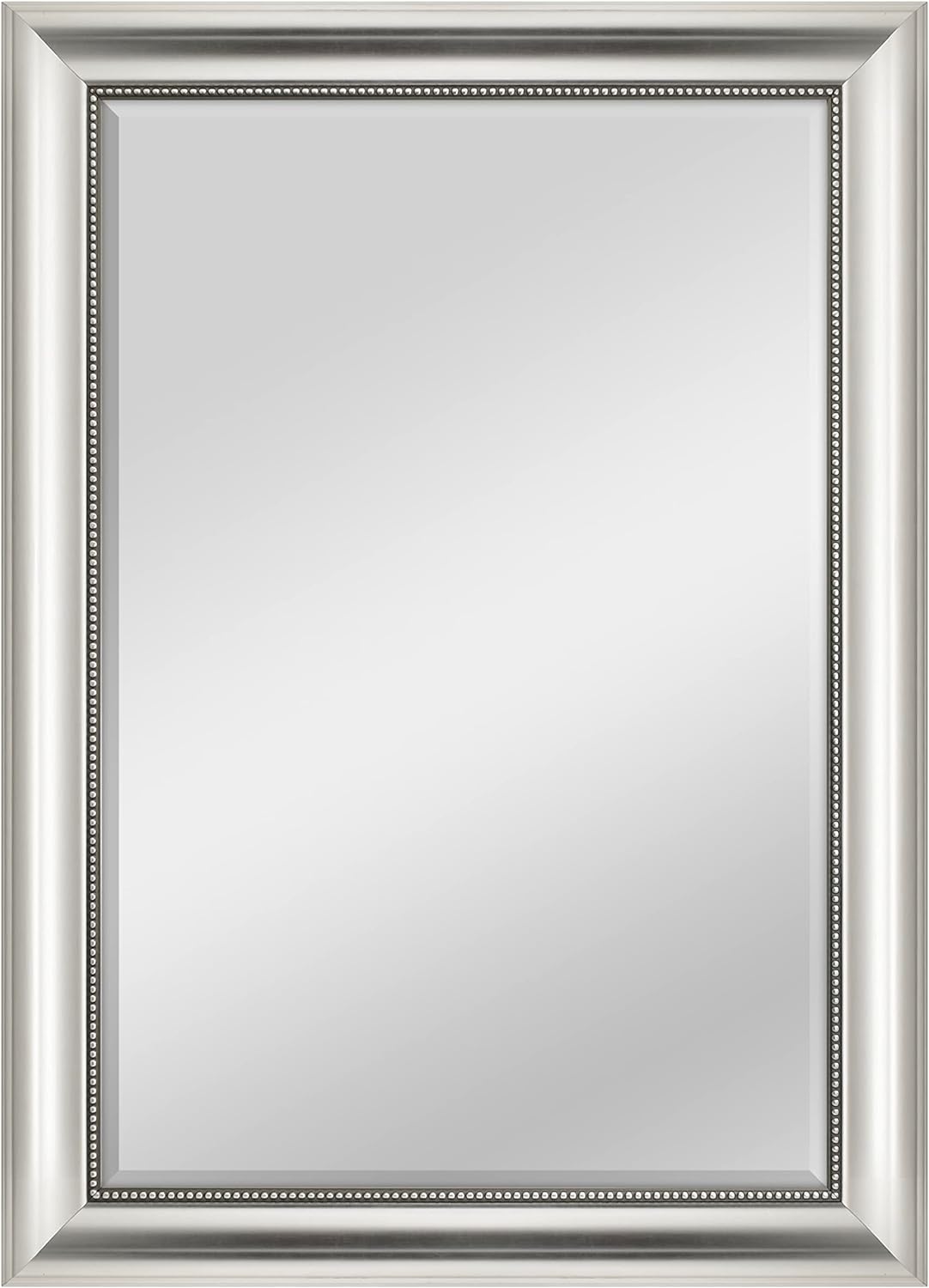 MCS 24x36 Inch Beaded Rectangular Wall Mirror, 30.25x42.25 Inch Overall Size, Silver (20454)