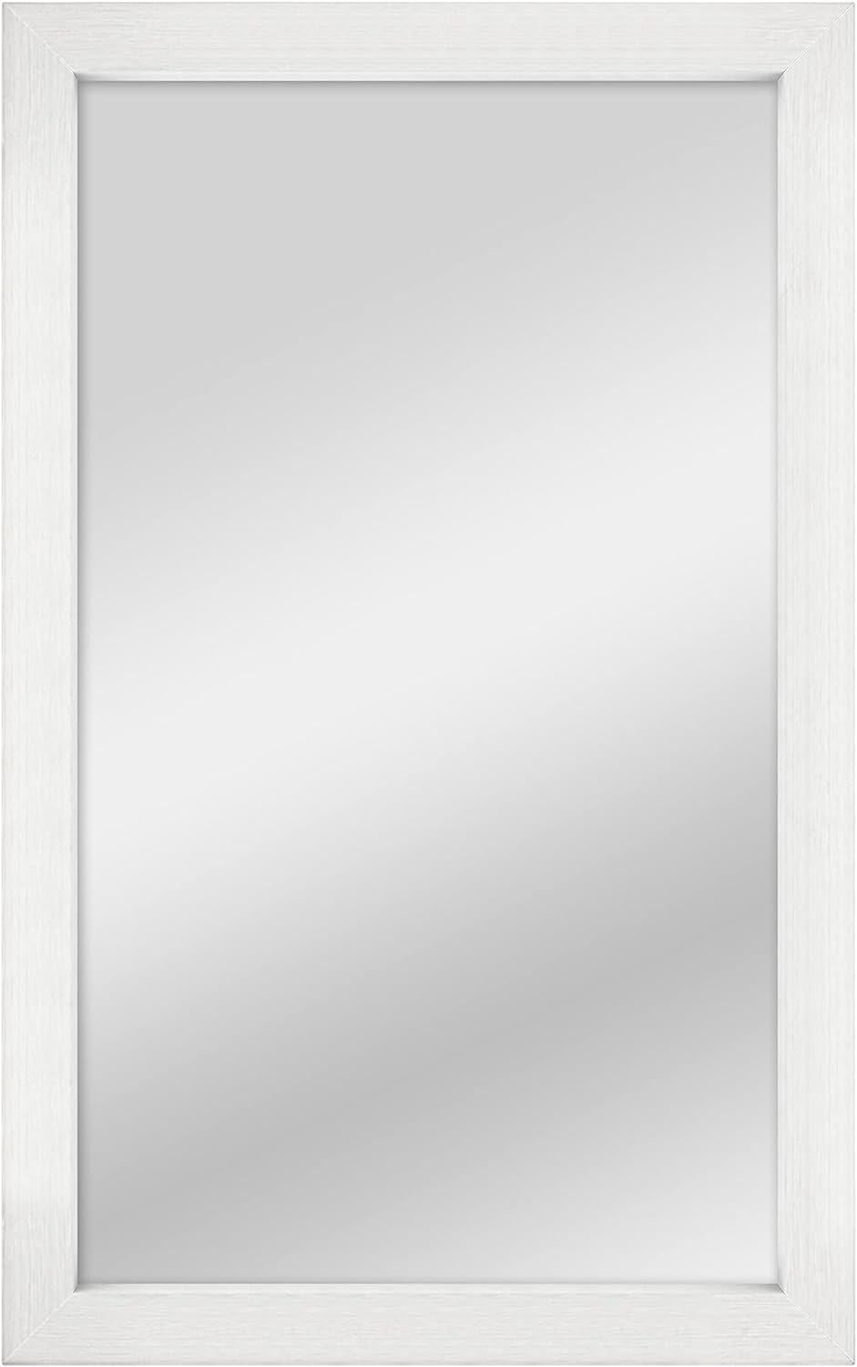 MCS Thin Gallery Large Wall Mirror, Modern Rectangle Mirror Home Decor for Living Room, Bedroom, or Bathroom, 23.4 by 37.4 Inch, White Woodgrain