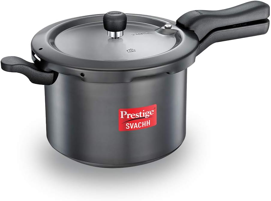 We have been enjoying using this simple pressure cooker. The dipped lid saves on spillage, which we are glad about, since its super annoying to clean up once spills have cooled down and baked onto everything with our other pressure cooker.We love the anodized finish and the sturdy, well-made quality of the pot.We use this for stews, soups, porridge and curries. We have a small kitchen, so didnt want a large one. This one is perfect for cooking about 4-6 servings of food.