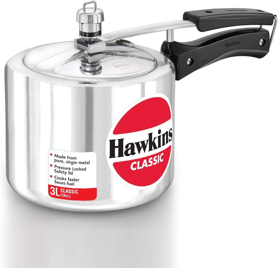 Hawkins 3 Litre Classic Pressure Cooker, Tall Design Inner Lid Cooker, Best Cooker, Silver (CL3T)