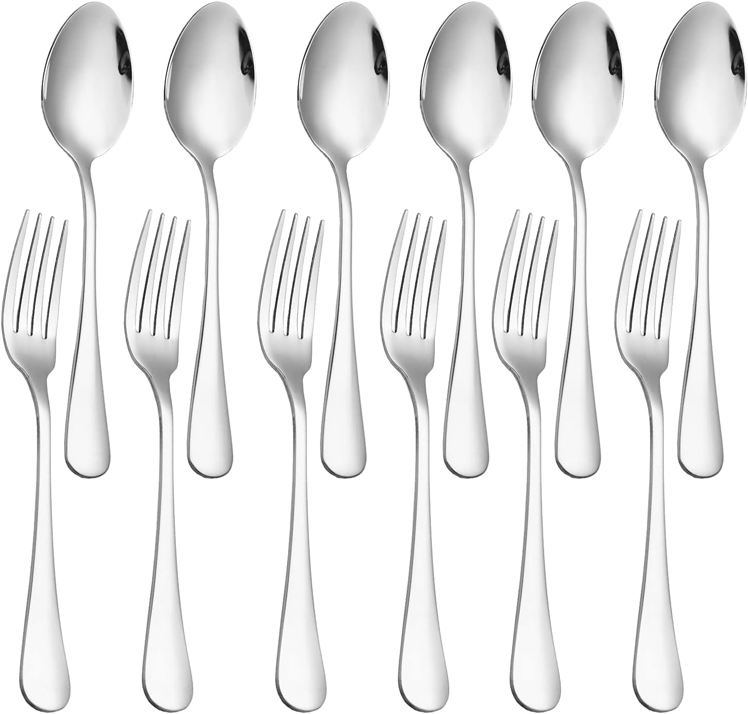 Set of 12, Stainless Steel Dinner Forks and Spoons Silverware Set, Heavy-Duty Dinner Forks and spoons(6.7 Inch) Cutlery Set, Dishwasher Safe (Silver)